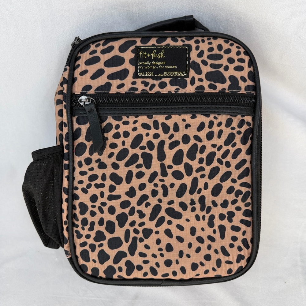 Fit + Fresh Tan & Black Cheetah Print Lunch Bag